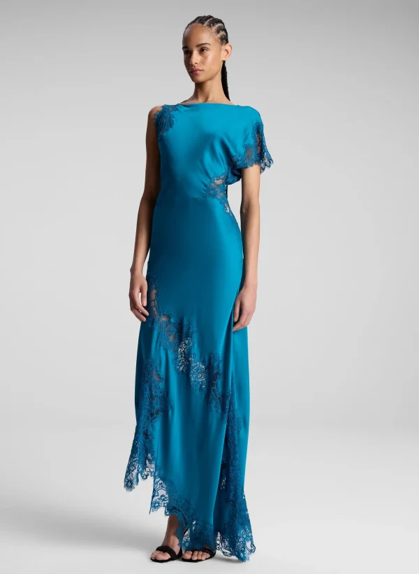 Women A.L.C. Dresses>Alessia Satin And Lace Maxi Dress