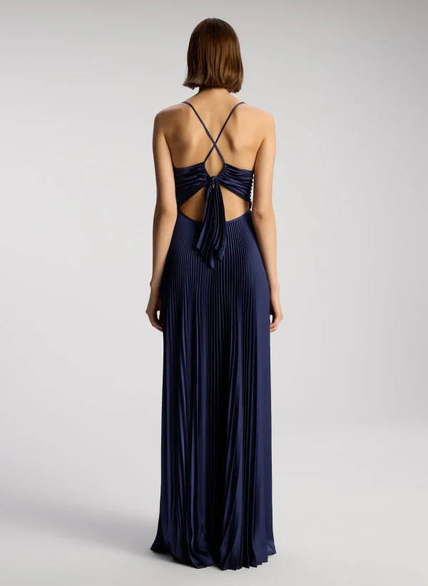 Women A.L.C. Dresses>Aries Satin Pleated Dress