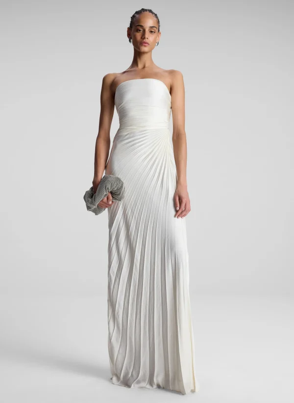 Women A.L.C. Dresses>Bianca Strapless Pleated Maxi Dress