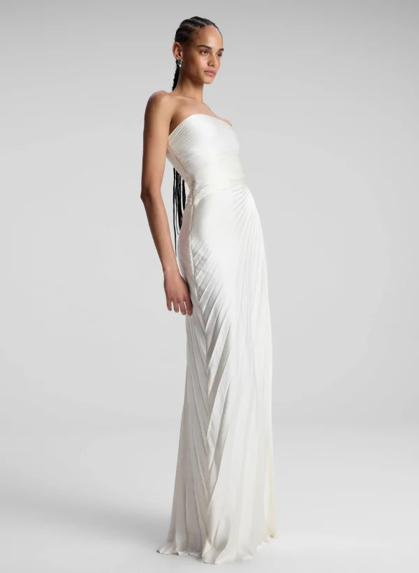 Women A.L.C. Dresses>Bianca Strapless Pleated Maxi Dress
