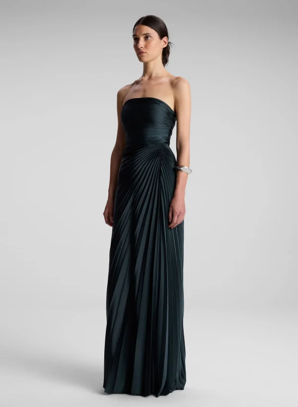 Women A.L.C. Dresses>Bianca Strapless Pleated Maxi Dress