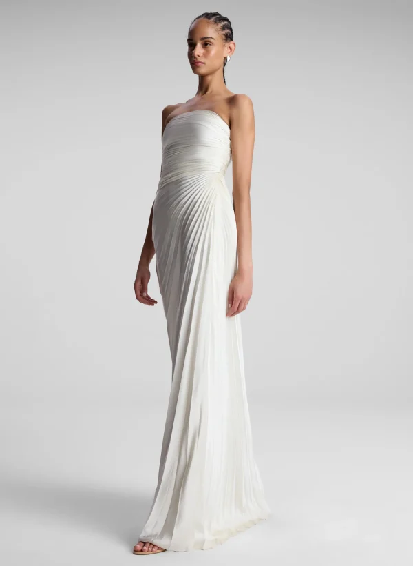 Women A.L.C. Dresses>Bianca Strapless Pleated Maxi Dress