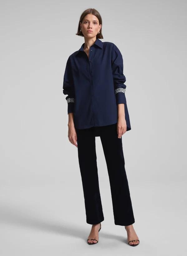 Women A.L.C. Tops>Calvin Embellished Sleeve Shirt