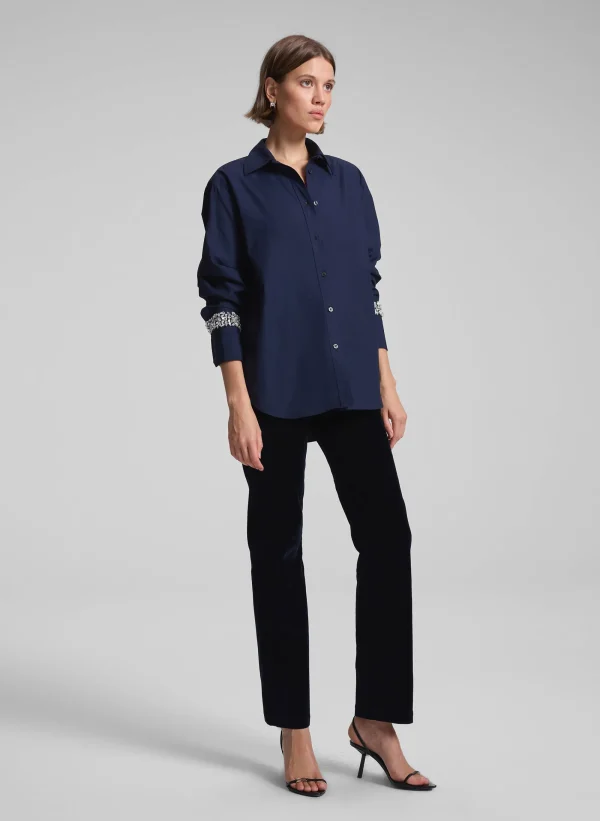 Women A.L.C. Tops>Calvin Embellished Sleeve Shirt