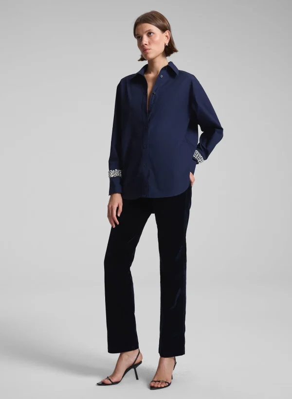 Women A.L.C. Tops>Calvin Embellished Sleeve Shirt