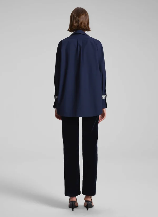 Women A.L.C. Tops>Calvin Embellished Sleeve Shirt