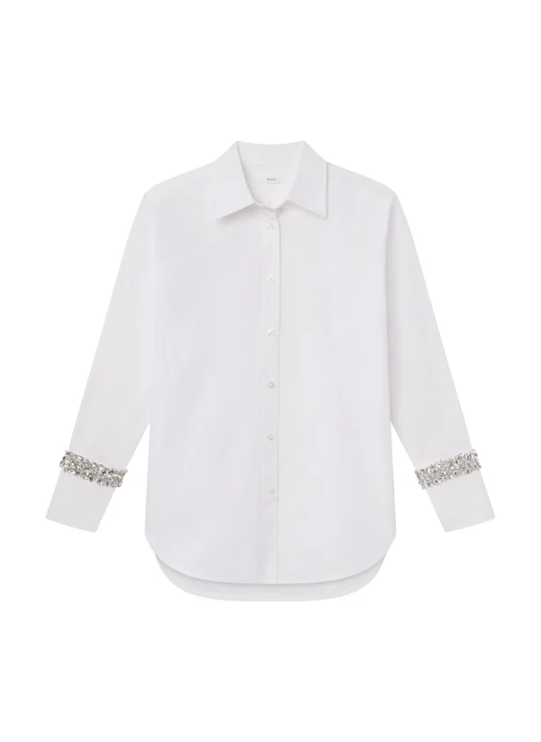 Women A.L.C. Tops | Suits>Calvin Embellished Sleeve Shirt