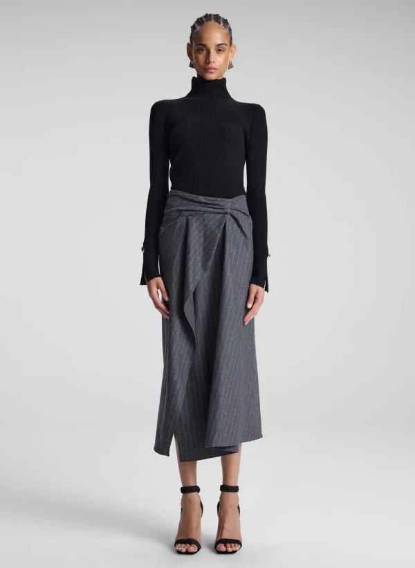 Women A.L.C. Bottoms | Skirts>Clara Wool Cashmere Pinstripe Midi Skirt