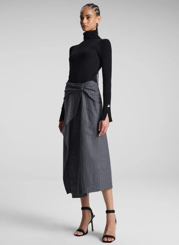Women A.L.C. Bottoms | Skirts>Clara Wool Cashmere Pinstripe Midi Skirt