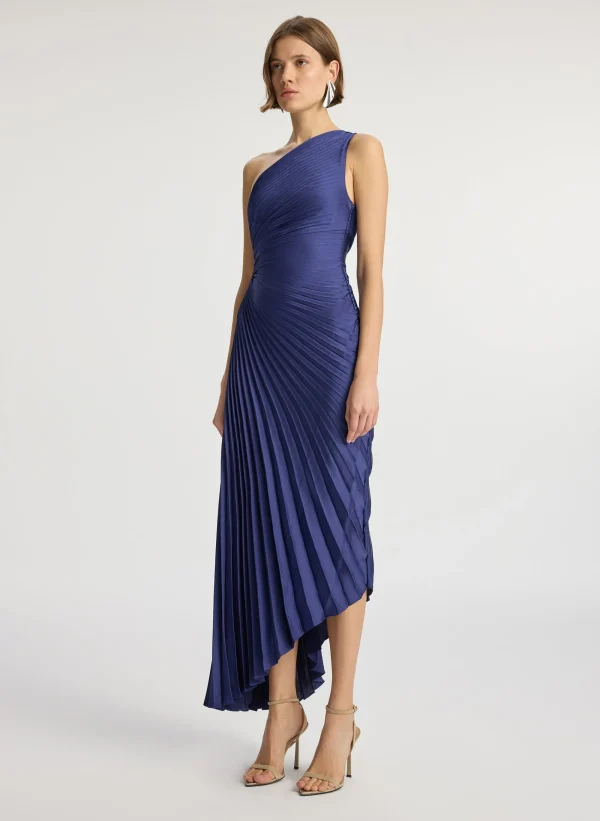 Women A.L.C. Dresses>Delfina Satin Pleated Dress
