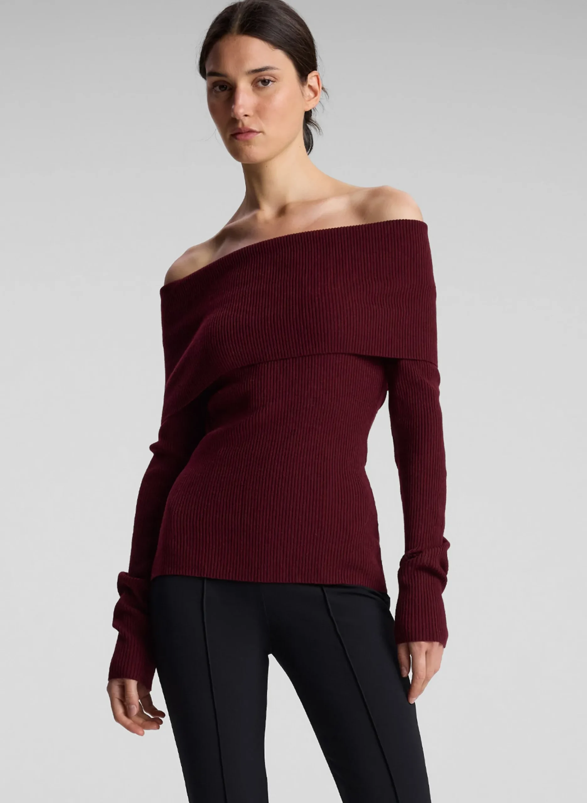 evelyn_merino_off_shoulde_0-1.webp Women A.L.C. Tops | Knitwear>Evelyn Merino Off Shoulder Top