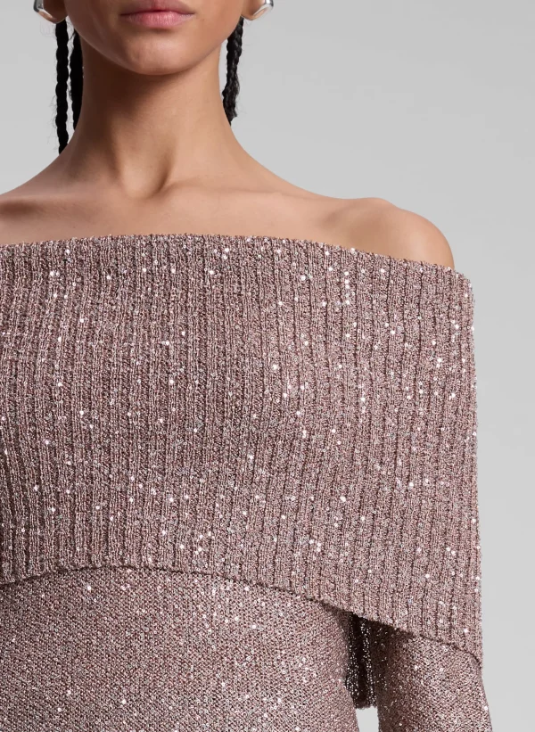 Women A.L.C. Tops | Knitwear>Evelyn Metallic Knit Off Shoulder Top