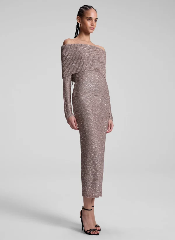 Women A.L.C. Tops | Knitwear>Evelyn Metallic Knit Off Shoulder Top