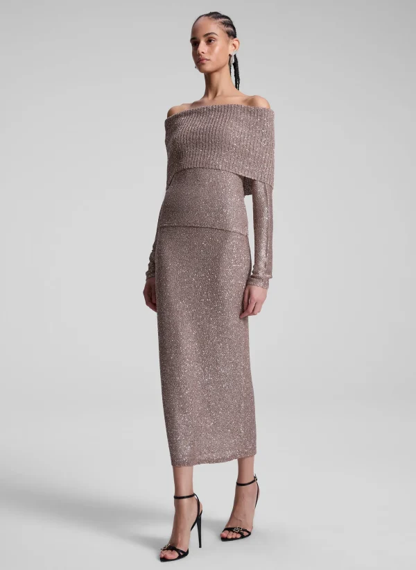 Women A.L.C. Tops | Knitwear>Evelyn Metallic Knit Off Shoulder Top