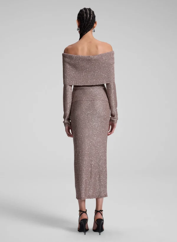 Women A.L.C. Tops | Knitwear>Evelyn Metallic Knit Off Shoulder Top