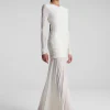 Women A.L.C. Dresses>Fawn Ruched Mesh Maxi Dress