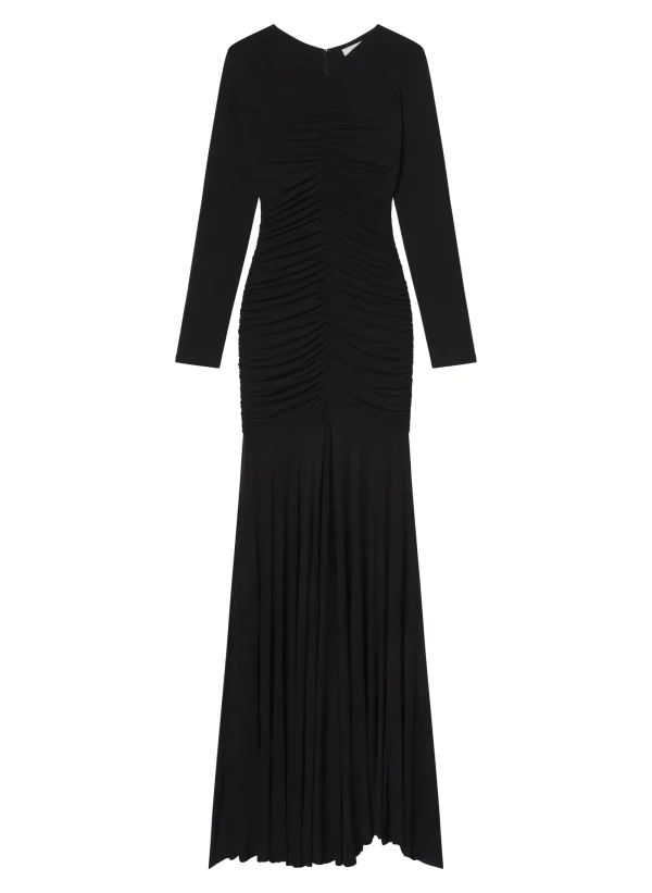 Women A.L.C. Dresses>Fawn Ruched Mesh Maxi Dress