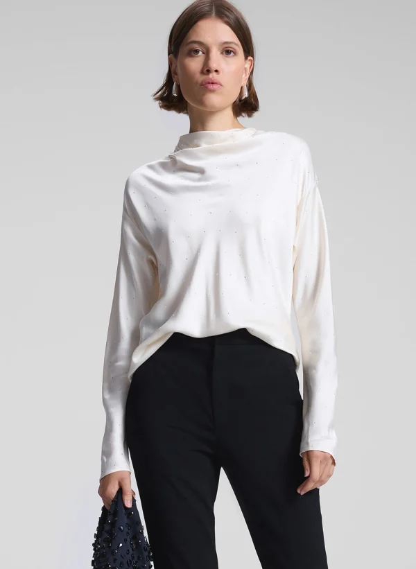 Women A.L.C. Tops>Georgia Embellished Satin Top