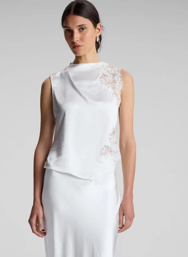Women A.L.C. Tops>Gracie Satin And Lace Sleeveless Top