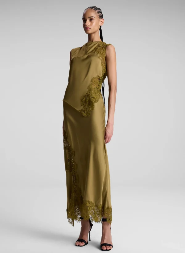 Women A.L.C. Tops>Gracie Satin And Lace Sleeveless Top
