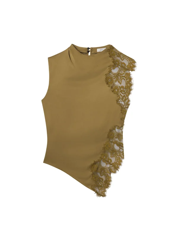 Women A.L.C. Tops>Gracie Satin And Lace Sleeveless Top