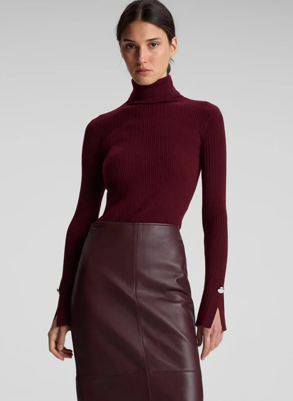 Women A.L.C. Tops | Knitwear>Jett Cable Knit Merino Turtleneck Top