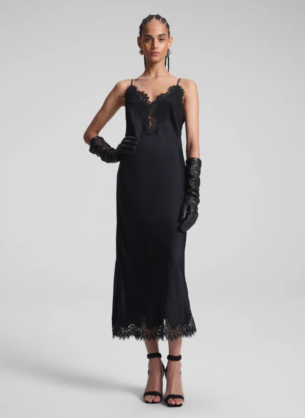 Women A.L.C. Dresses>Lennon Satin And Lace Midi Dress