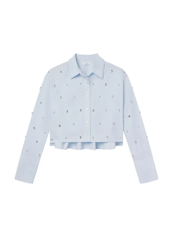 Women A.L.C. Tops>Mackie Embellished Cropped Cotton Shirt