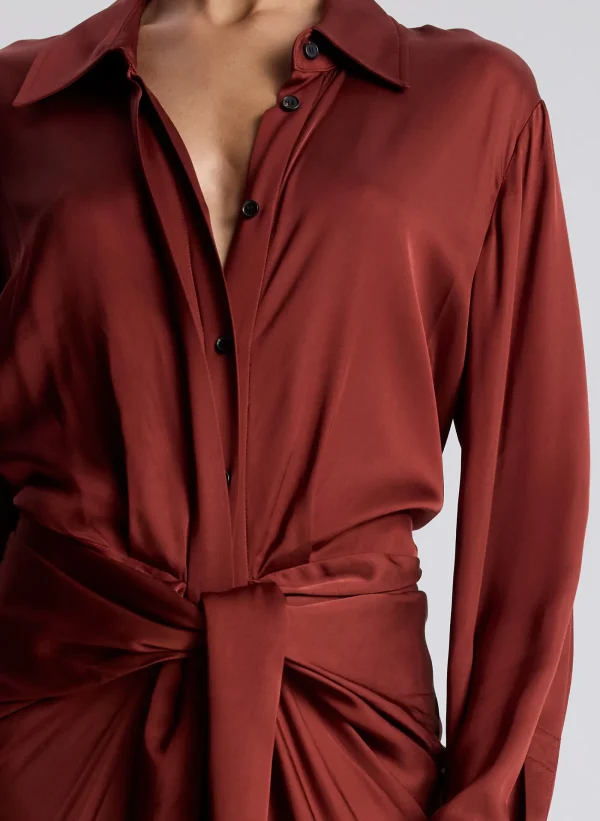 Women A.L.C. Dresses>Mila Satin Maxi Shirtdress