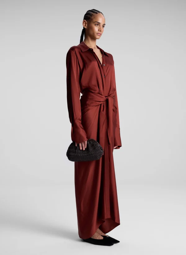 Women A.L.C. Dresses>Mila Satin Maxi Shirtdress