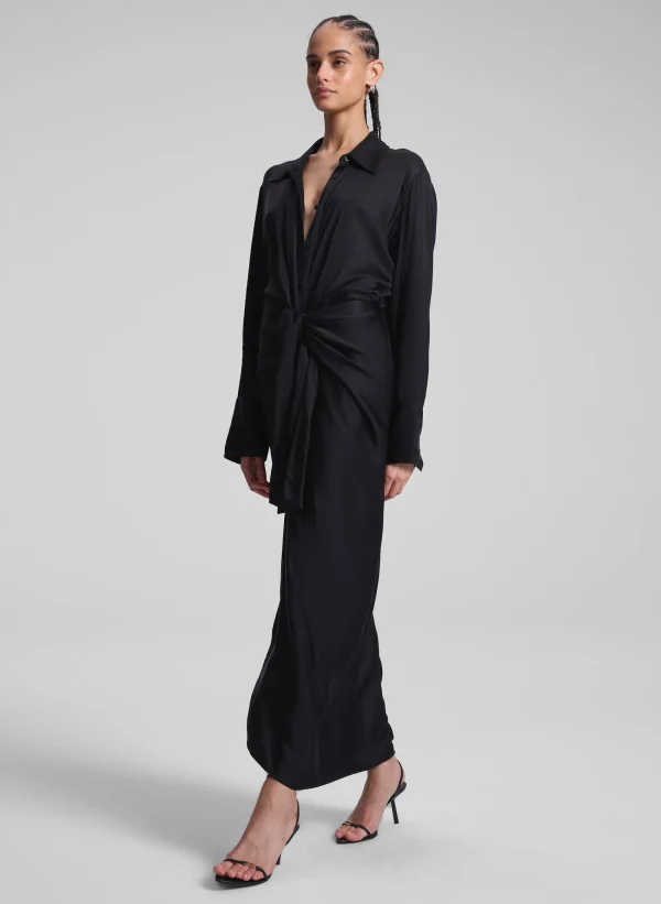 Women A.L.C. Dresses>Mila Satin Maxi Shirtdress