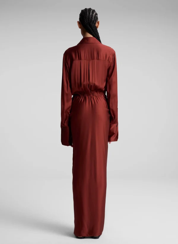 Women A.L.C. Dresses>Mila Satin Maxi Shirtdress
