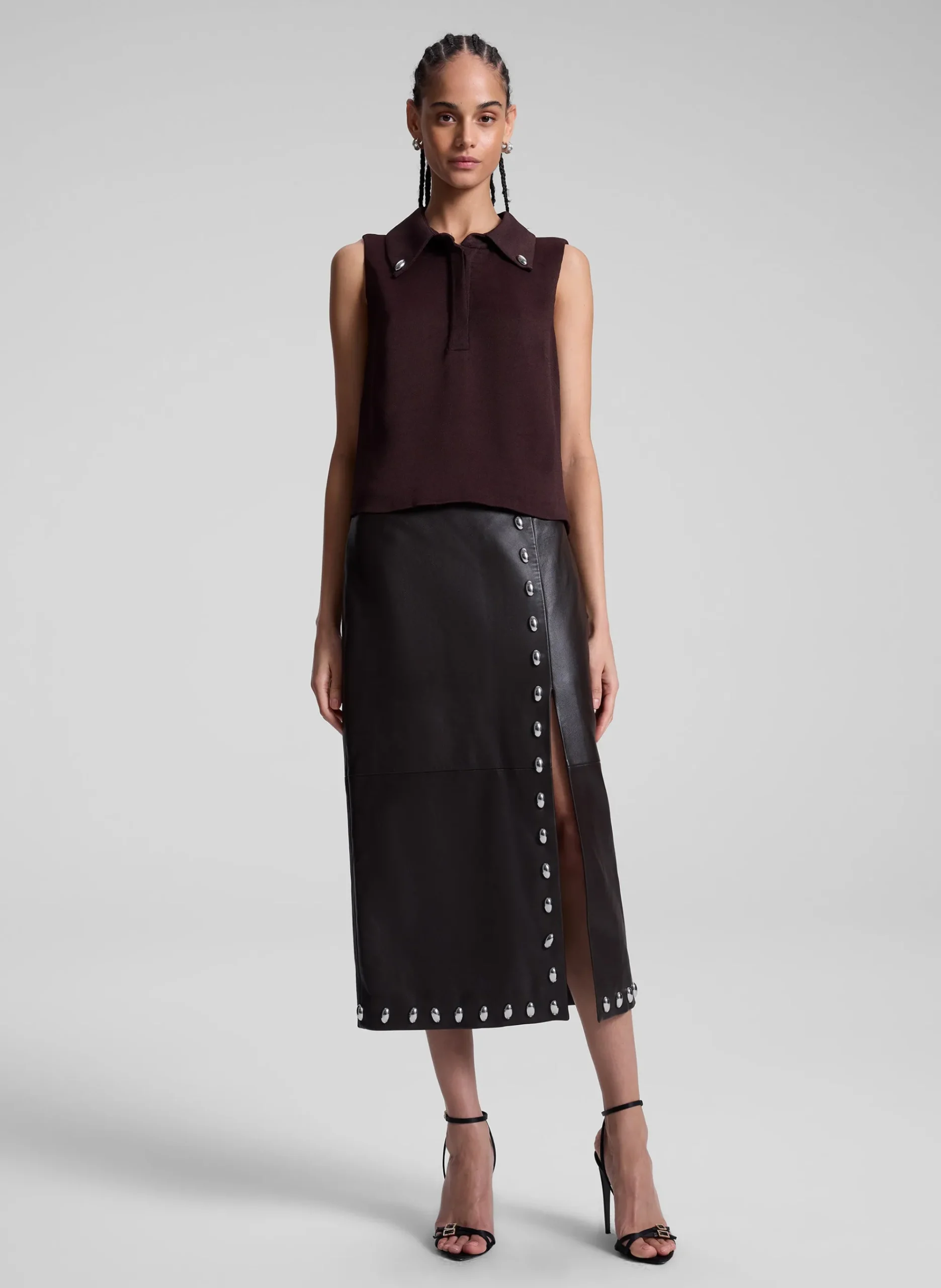 naomi_studded_leather_mid_0.webp Women A.L.C. Bottoms | Skirts>Naomi Studded Leather Midi Skirt