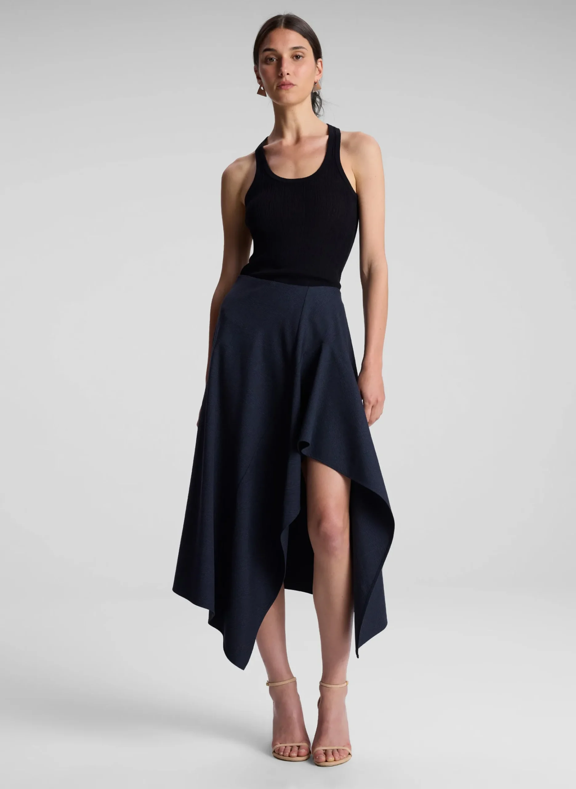 navy_plaid_midi_skirt_0.webp Women A.L.C. Bottoms | Skirts>Navy Plaid Midi Skirt
