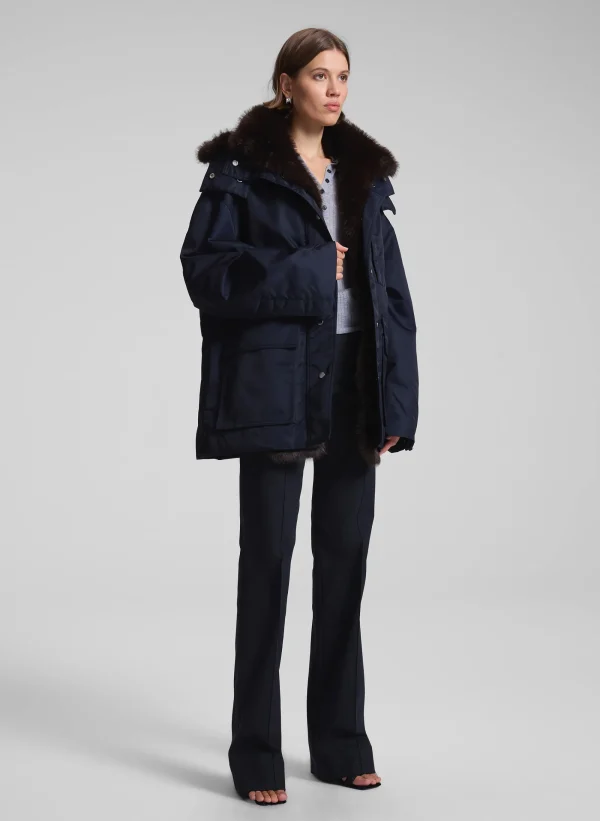 Women A.L.C. Jackets & Coats>Nolan Faux Fur Trim Coat
