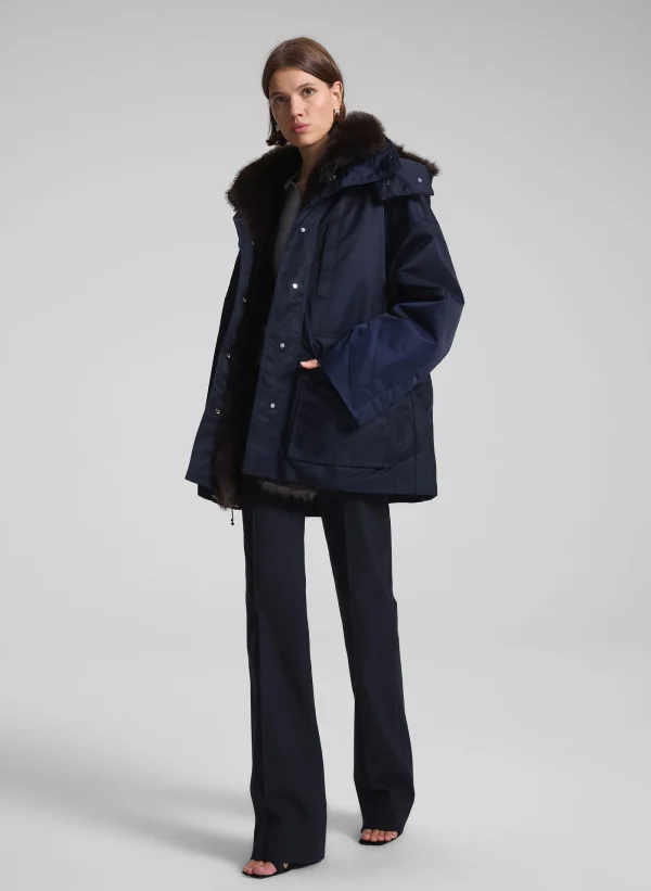 Women A.L.C. Jackets & Coats>Nolan Faux Fur Trim Coat