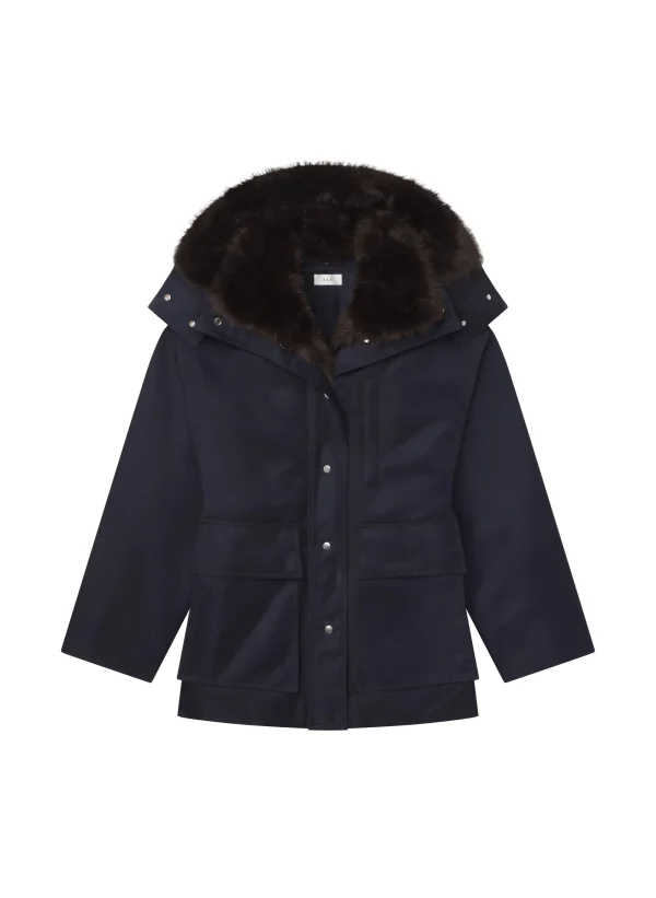 Women A.L.C. Jackets & Coats>Nolan Faux Fur Trim Coat