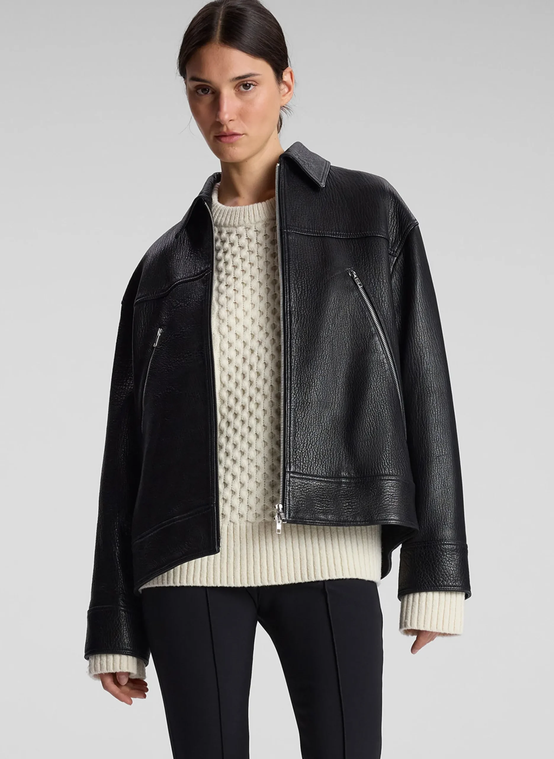 olive_leather_jacket_0.webp Women A.L.C. Jackets & Coats>Olive Leather Jacket