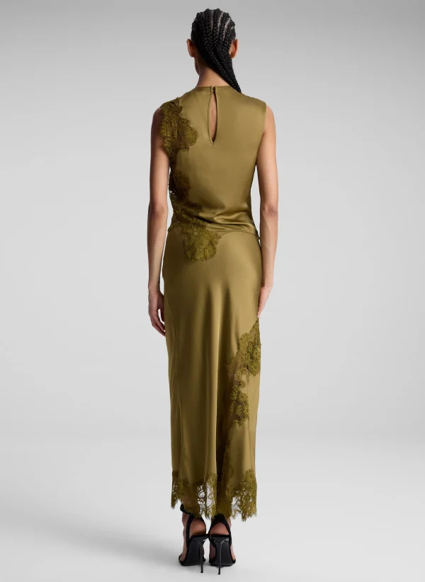 Women A.L.C. Bottoms | Skirts>Olivia Satin And Lace Midi Skirt