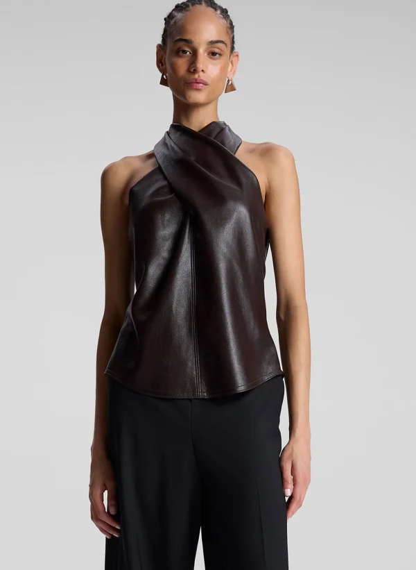 Women A.L.C. Tops>Quinn Vegan Leather Halter Top