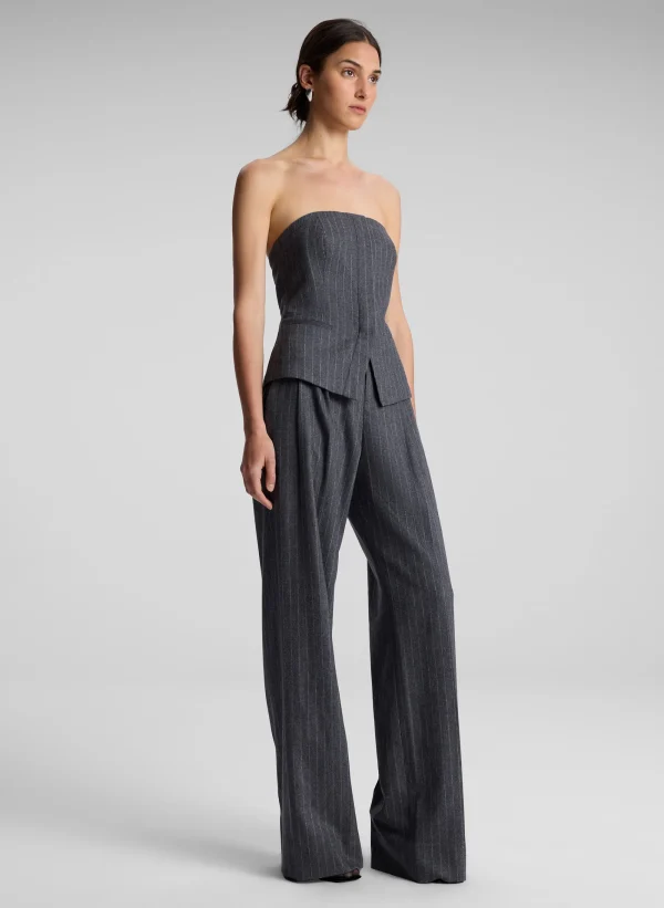 Women A.L.C. Tops | Suits>Renee Strapless Wool Cashmere Pinstripe Top