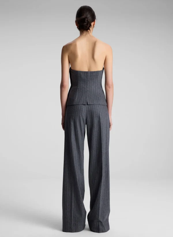 Women A.L.C. Tops | Suits>Renee Strapless Wool Cashmere Pinstripe Top