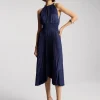 Women A.L.C. Dresses>Renzo II Satin Pleated Dress