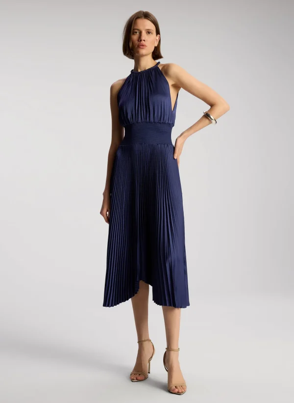 Women A.L.C. Dresses>Renzo II Satin Pleated Dress