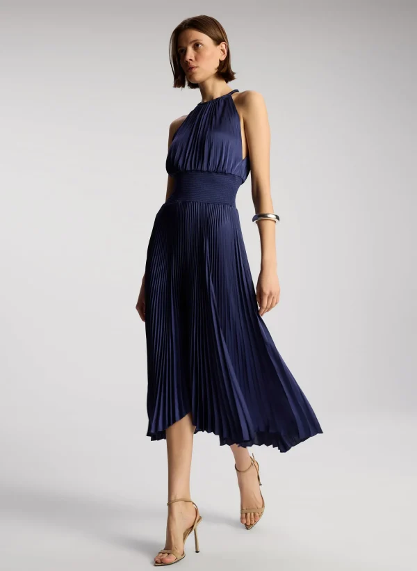 Women A.L.C. Dresses>Renzo II Satin Pleated Dress