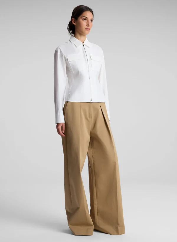 Women A.L.C. Tops>Sage Cotton Zip Top