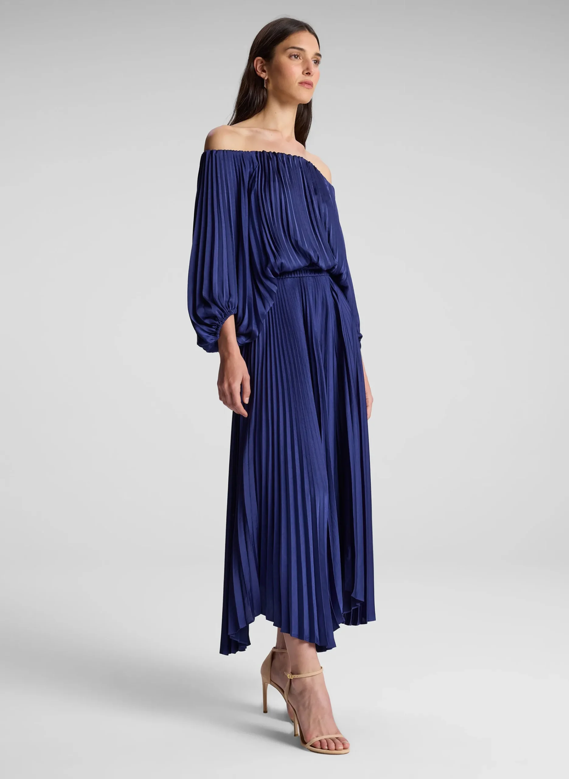 sienna_satin_pleated_off__3.webp Women A.L.C. Dresses>Sienna Satin Pleated Off Shoulder Dress