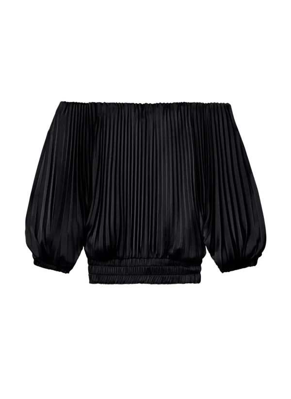 Women A.L.C. Tops>Sienna Satin Pleated Off Shoulder Top
