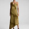 Women A.L.C. Dresses>Stella Satin And Lace Midi Dress