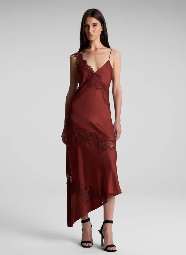 Women A.L.C. Dresses>Stella Satin And Lace Midi Dress